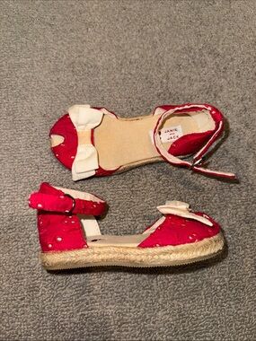 Janie and Jack Red Sandal with Cream Bow